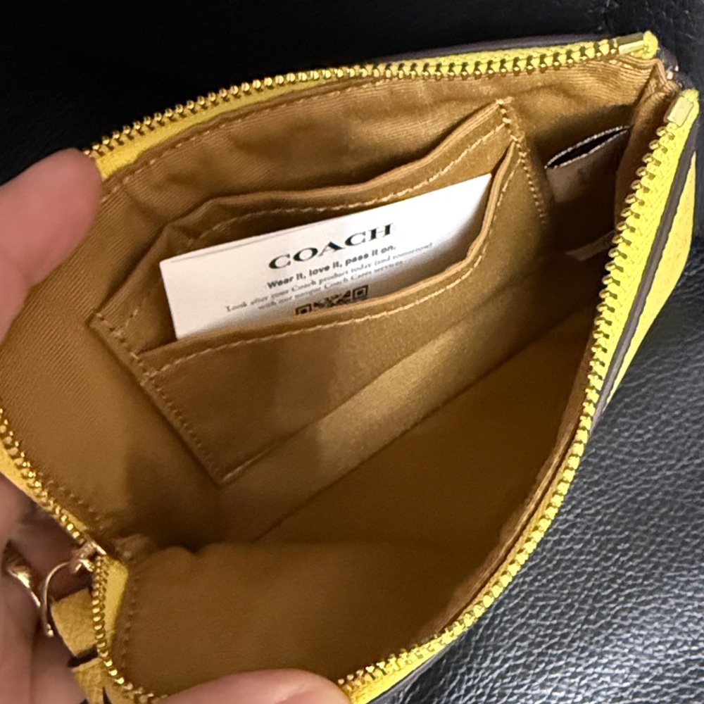 Coach Soft Yellow and Gold Logo Wristlet Clutch - Picture 8 of 16